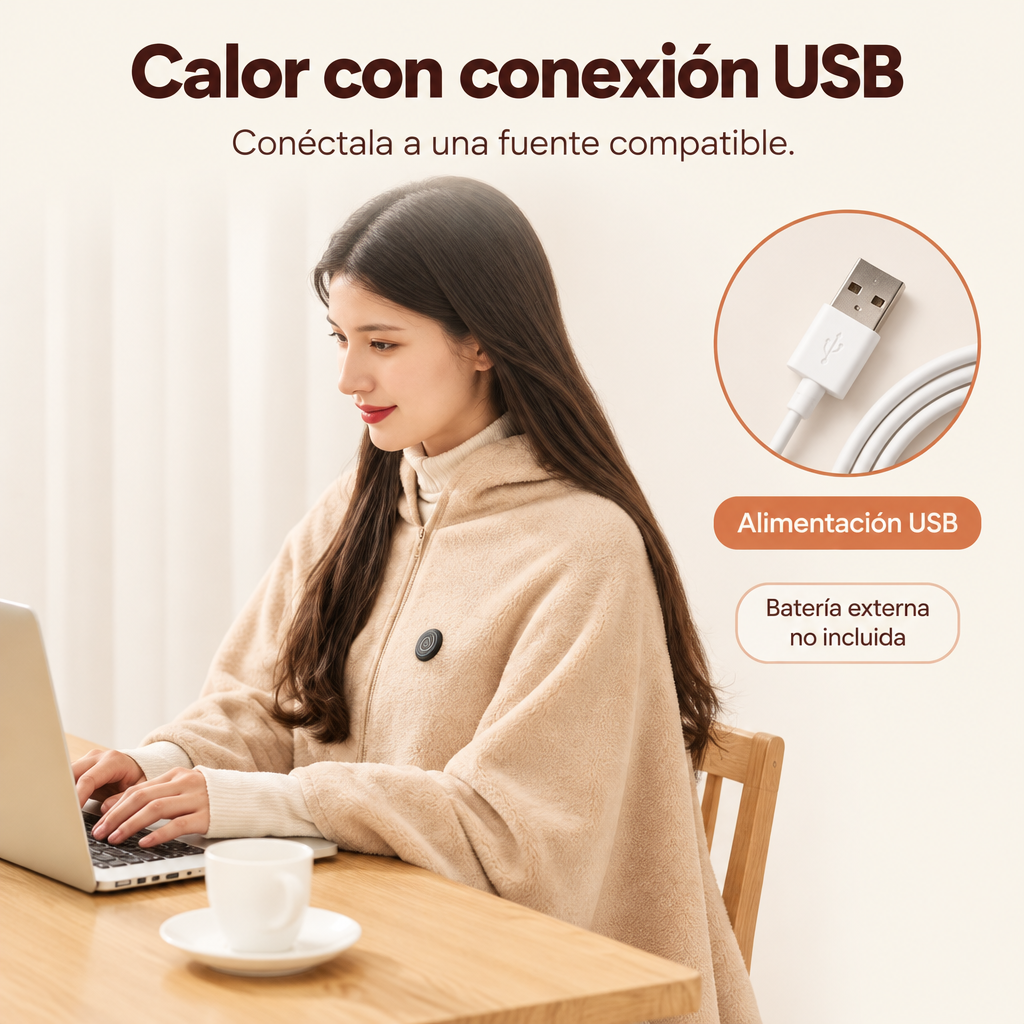 Manta chaqueta calefactable: calor donde vayas