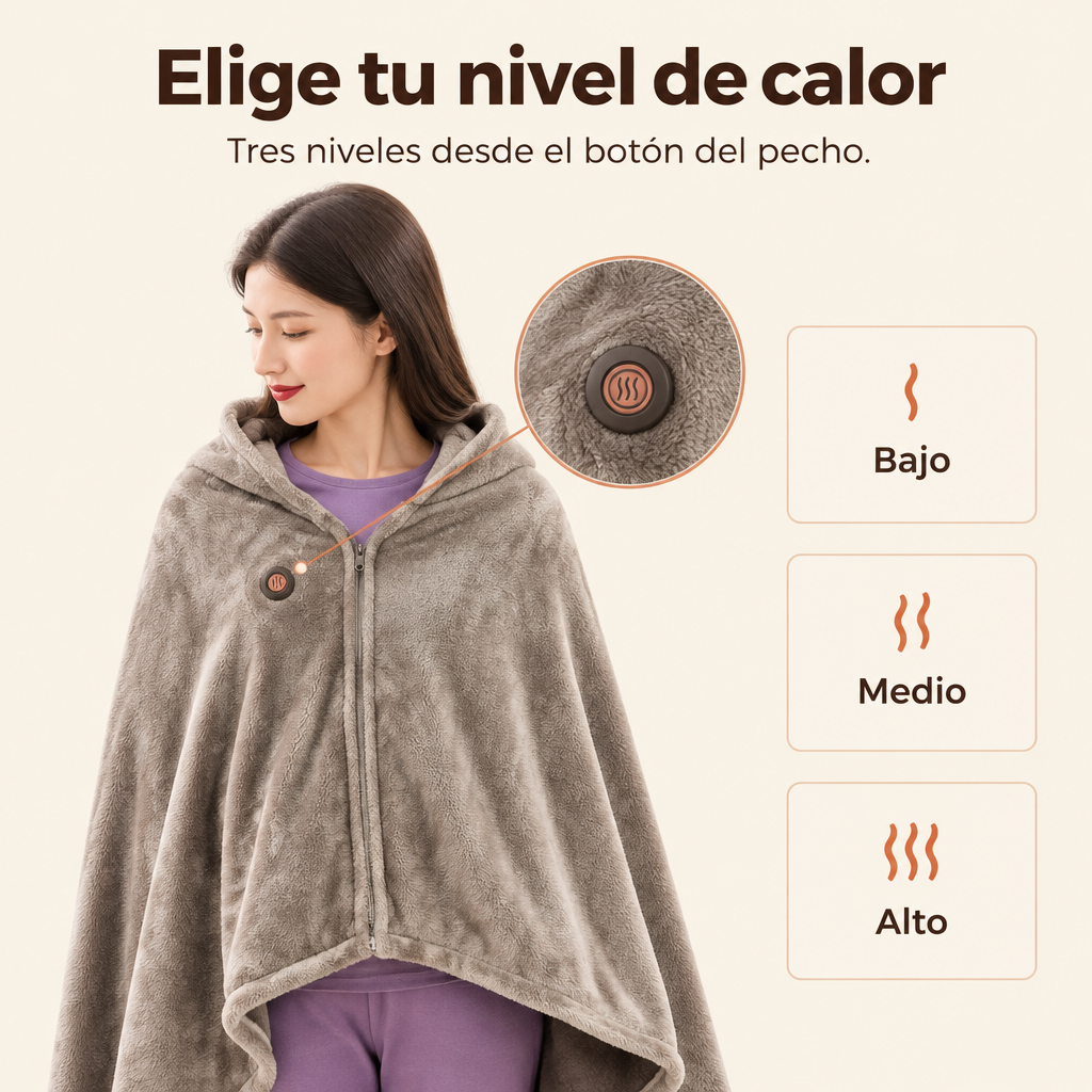 Manta chaqueta calefactable: calor donde vayas