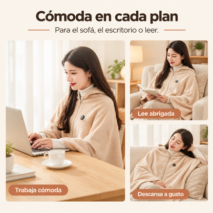 Manta chaqueta calefactable: calor donde vayas