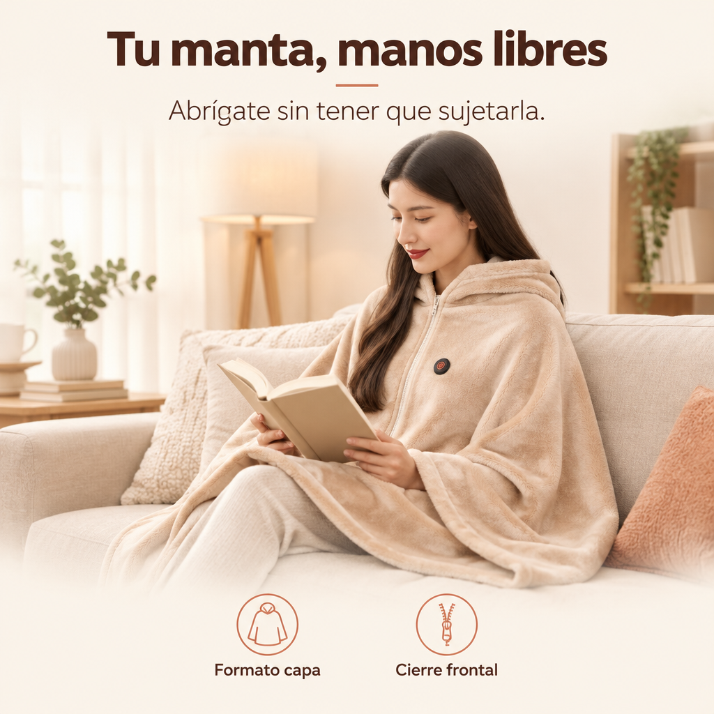 Manta chaqueta calefactable: calor donde vayas
